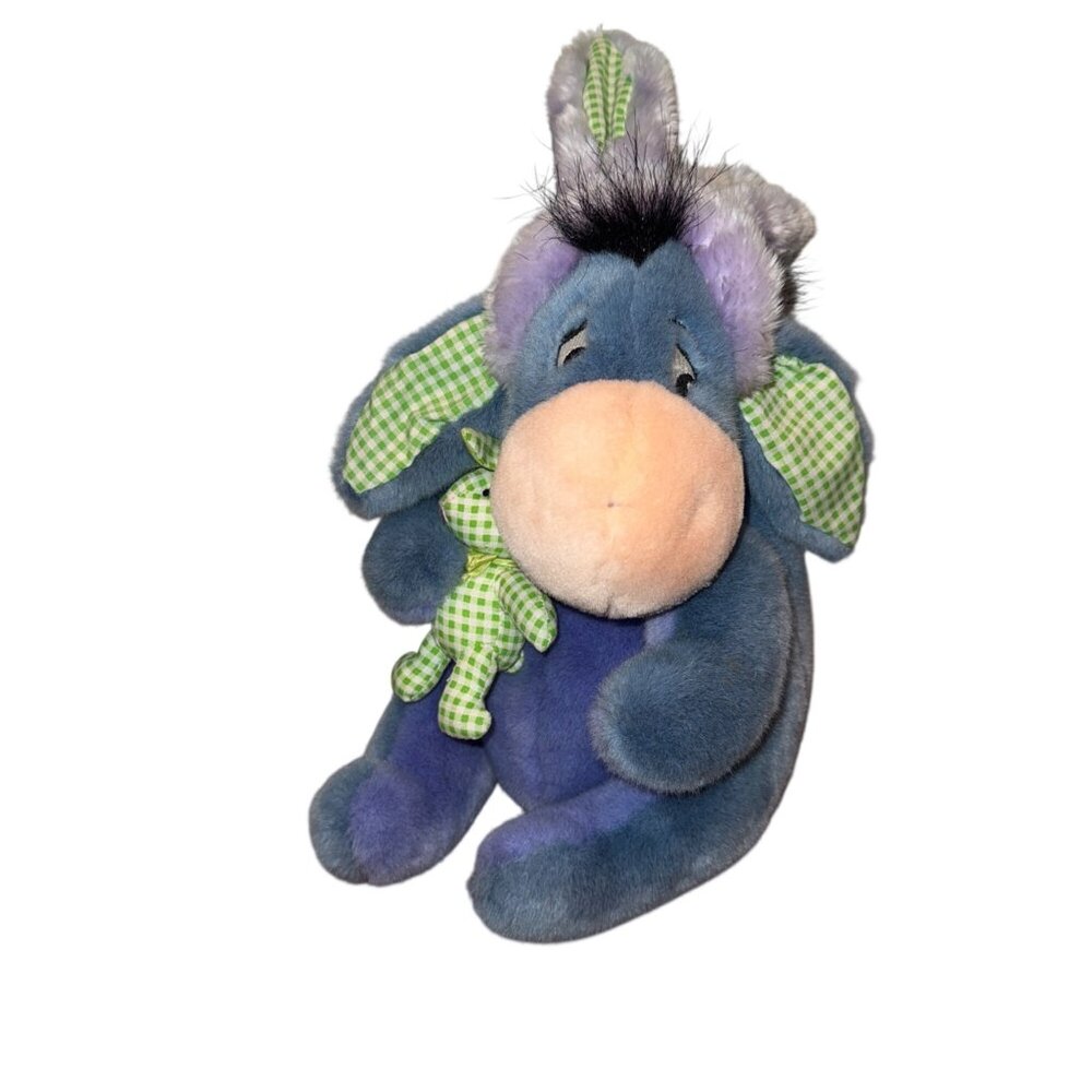 Disney Store Eeyore Plush Easter Edition Bunny Ears Blue 12" Stuffed Animal
